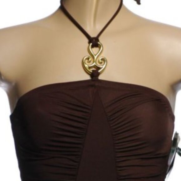 Be Creative Brown 1 Piece Swimsuit - Sz 8 - NEW - Picture 2 of 9